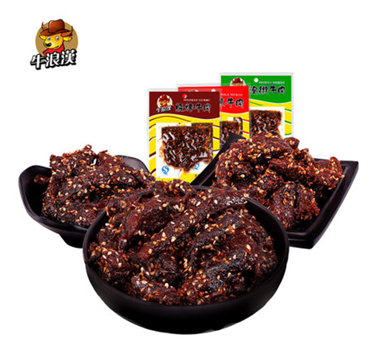 重慶特產 牛浪漢牛肉干 麻辣、燒烤、泡椒 60gx9袋 四川零食小吃